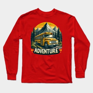 School Bus On An Adventurous Road Trip Long Sleeve T-Shirt